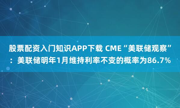 股票配资入门知识APP下载 CME“美联储观察”：美联储明年1月维持利率不变的概率为86.7%